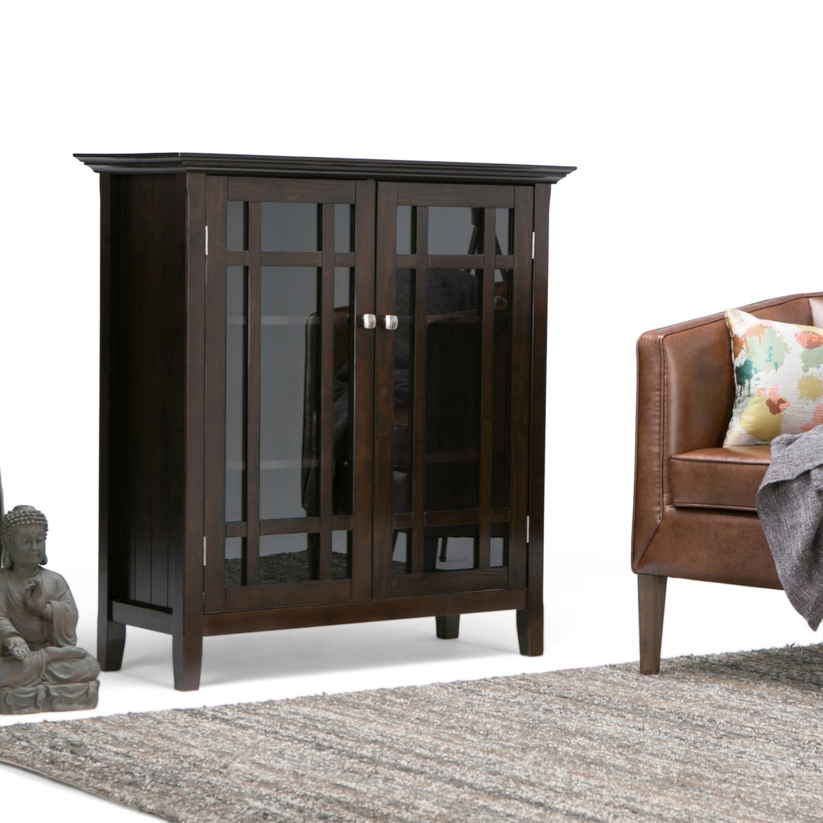 Dark Brown Wood Storage Cabinet - 39" Wide Bedroom Cabinet for Living Room