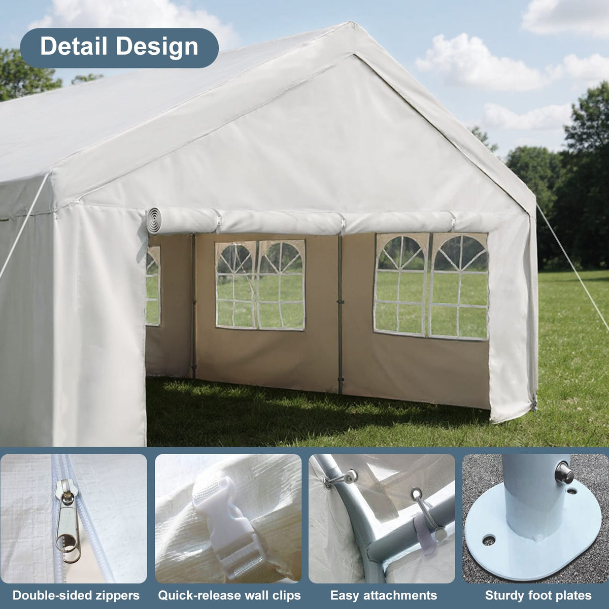 10'x20' Carport Car Canopy - Weather-Ready Outdoor Gazebo