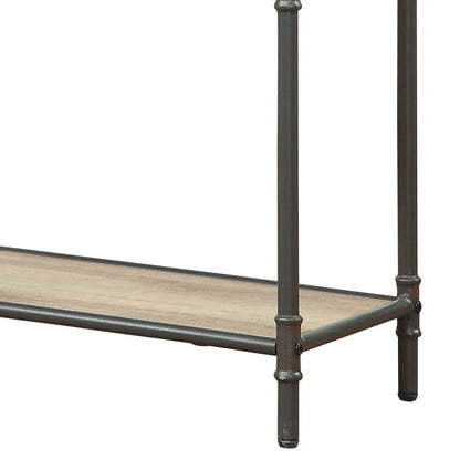 Antique Oak & Sandy Grey 3-Tier Bookcase - Industrial Style Shelving Unit