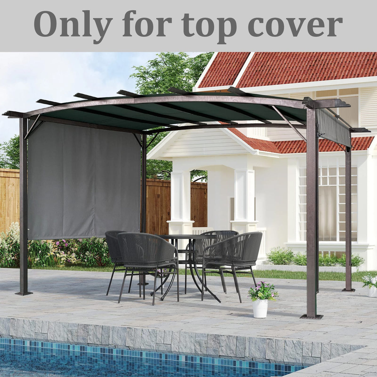Grey Polyester Pergola Canopy Cover 12x9 Ft Replacement