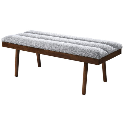 Light Gray Boucle Bench - 18.3" W x 48" L x 16.9" H for Bedroom