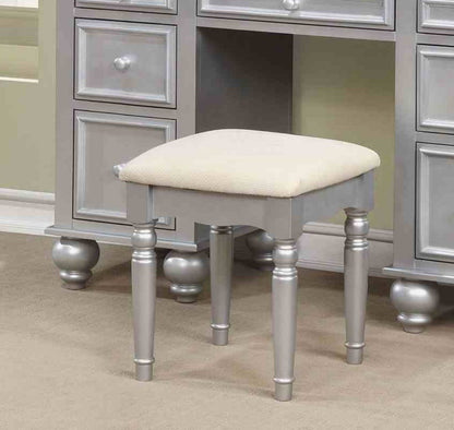 Silver Mirror Bedroom Vanity with 5 Drawers