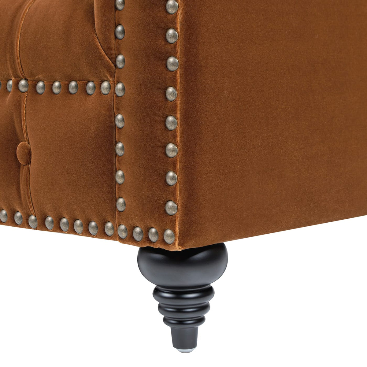 Orange Velvet 3 Seat Chesterfield Sofa - 88" for Living Room