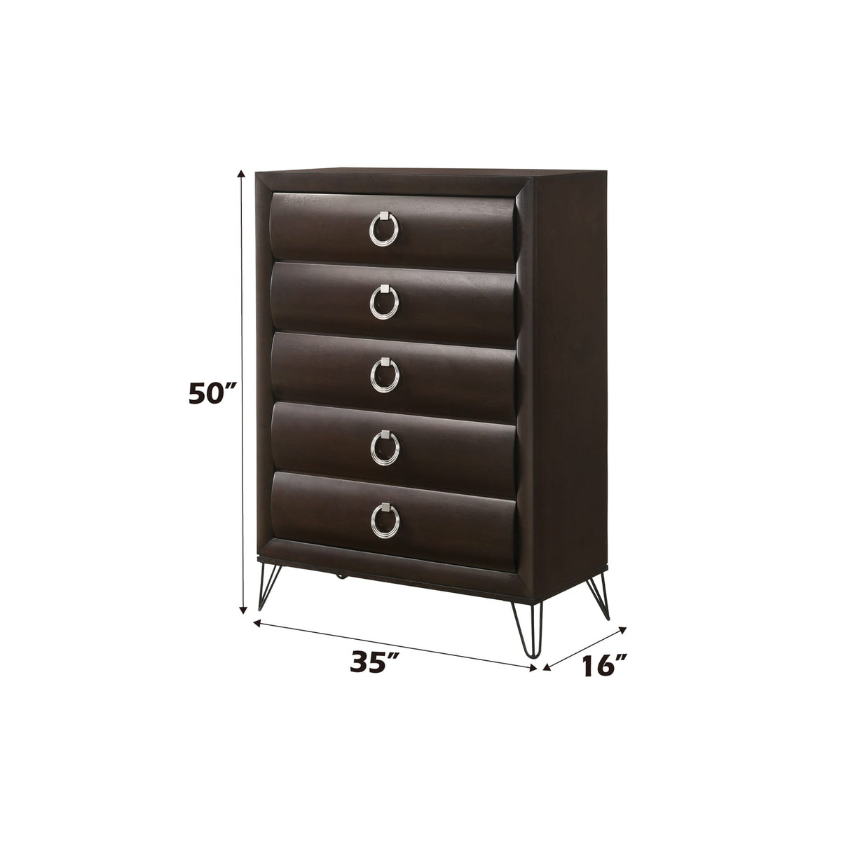 Dark Brown 5-Drawer Chest - Bedroom Storage