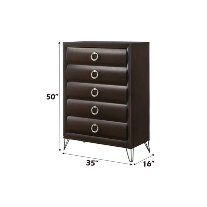 Dark Brown 5-Drawer Chest - Bedroom Storage