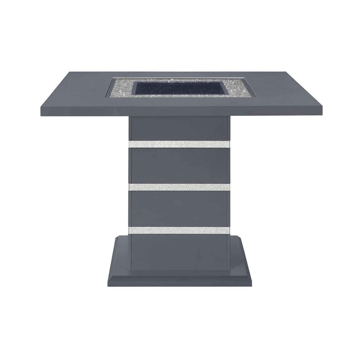 Dark Grey Rubberwood Dining Set with Upholstered Chairs for Dining Room