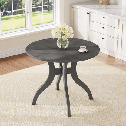 Oak Gray Round Dining Table 39.4" Traditional Solid Wood Legs, Timeless Elegance,