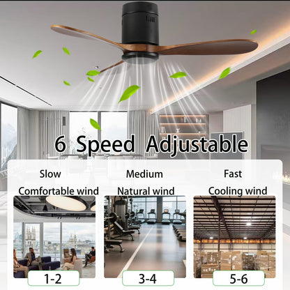 42-Inch Solid Wood Ceiling Fan - Quiet DC Motor, Reversible Airflow