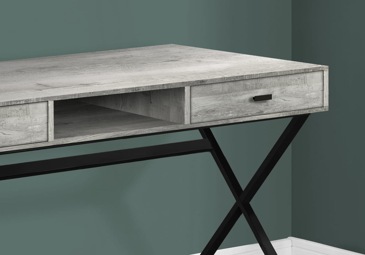 Compact Grey Particle Board Desk with Storage for Home Office