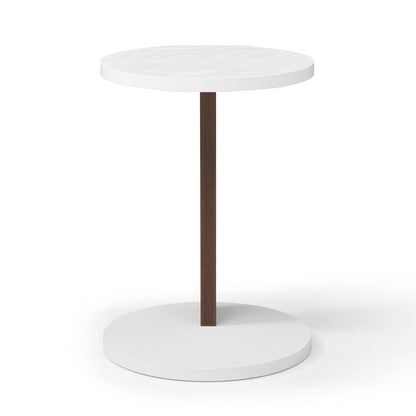 White Walnut C-Shaped End Table, Slim Side Table for Sofa for Living Room