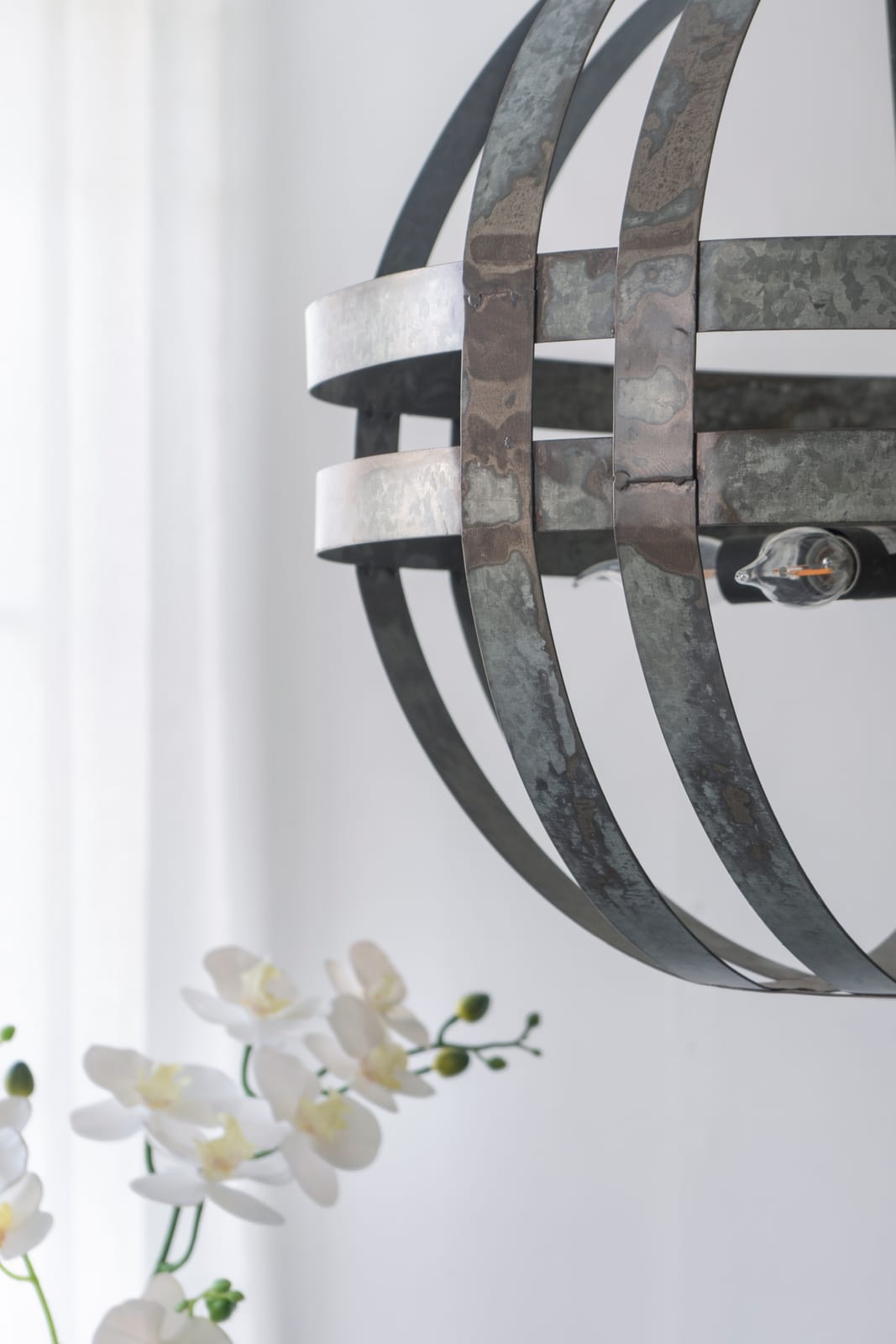 Gray Metal Chandelier - 4 Light Hanging Fixture for Kitchen Dining Room