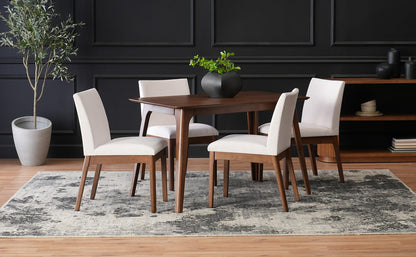 Brown Rectangular Dining Table Set with 4 Upholstered Chairs for Dining Room