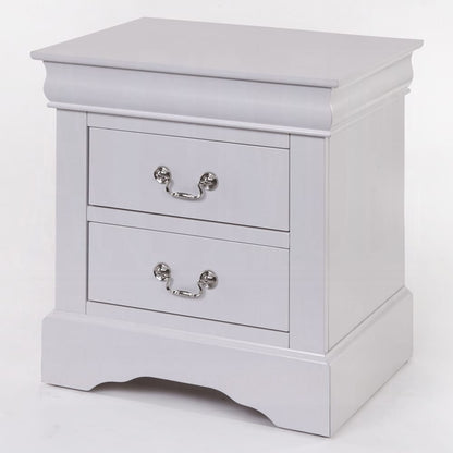 White Wood Nightstand with 2 Drawers - Classic Bedroom Furniture