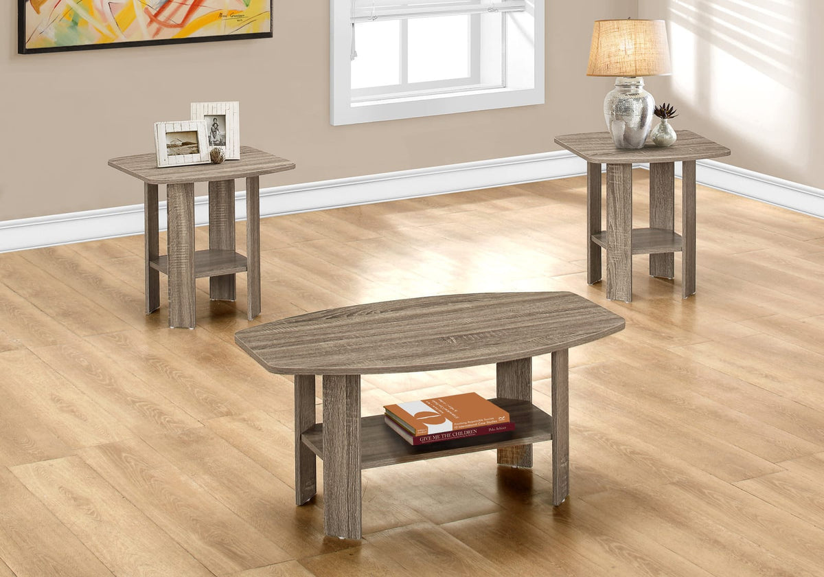 3 Piece Table Set - Taupe Coffee & End Tables