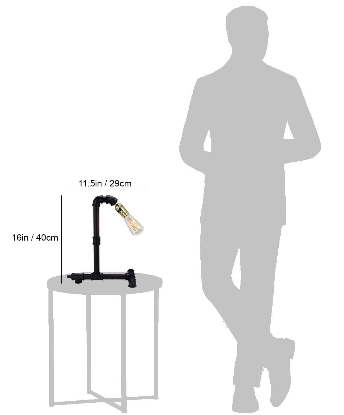 Black Metal Pipe Desk Lamp - Bedroom Lighting