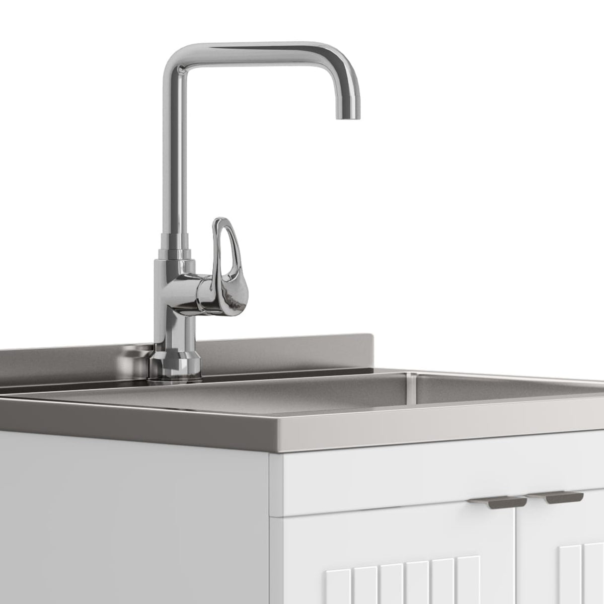 Murphy Laundry Cabinet - White | 24" Storage & Stainless Sink