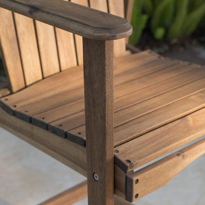 Acacia Wood Adirondack Barstools - Set of 2, Natural Stained Patio Seating