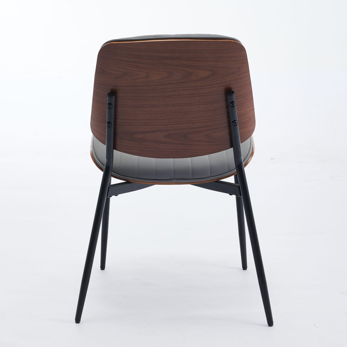 Gray Pu Dining Chairs Set of 2 Mid Century Modern