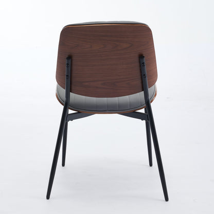 Gray Pu Dining Chairs Set of 2 Mid Century Modern