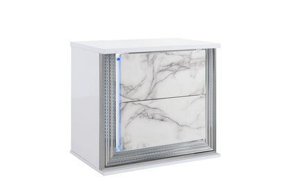 Marble Square Nightstand 2 Drawers Bedroom
