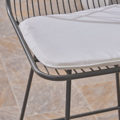 Grey & Ivory Iron Patio Counter Stools - Set of 2
