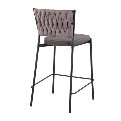 Contemporary Counter Stools - Brown Faux Leather Set of 2