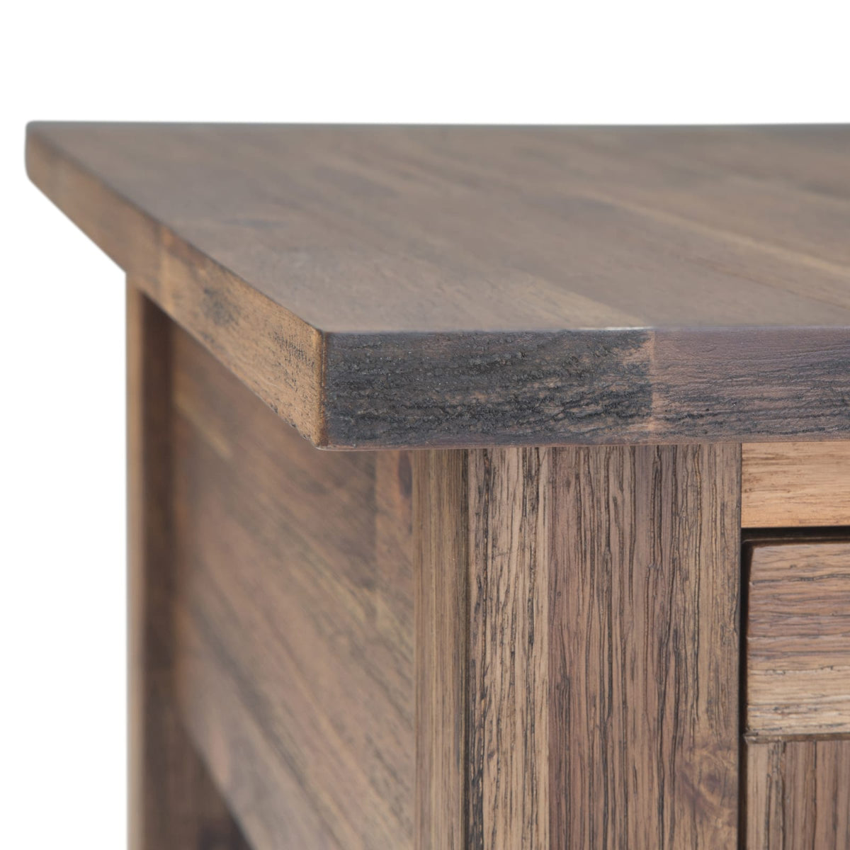 Light Brown Acacia Wood Side Table - 24" D x 14" W for Living Room