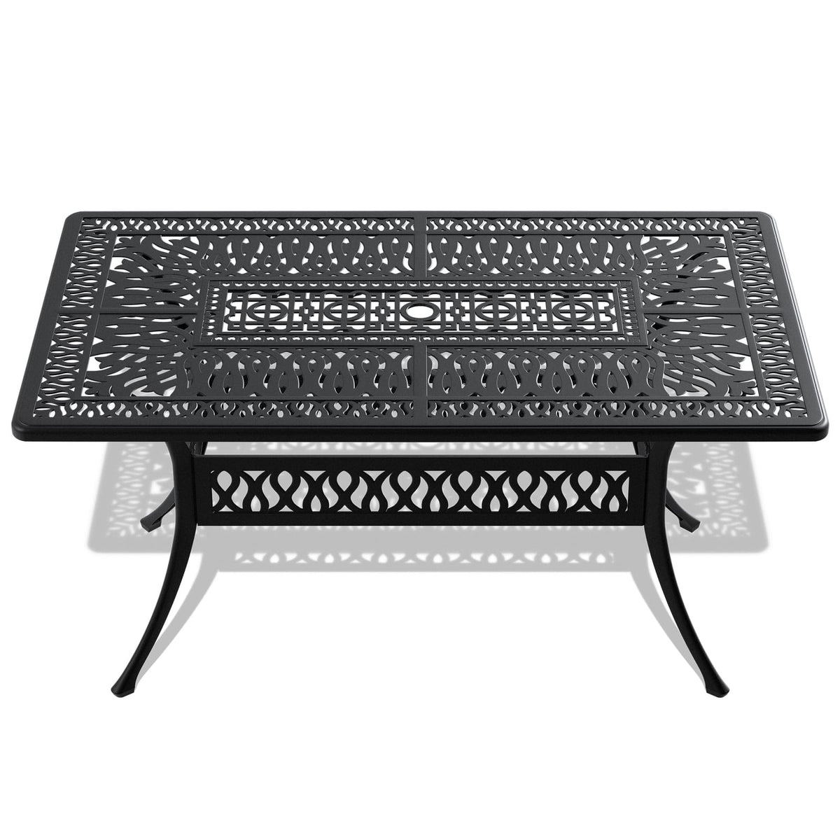 Black Cast Aluminum Patio Dining Table - 58.27" x 34.65"
