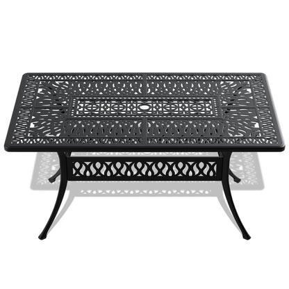 Black Cast Aluminum Patio Dining Table - 58.27" x 34.65"