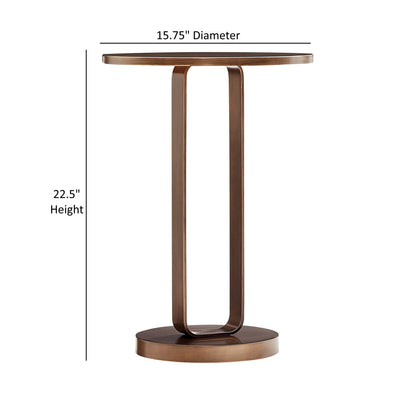 Antique Bronze Round Metal Accent Table for Living Room Decor