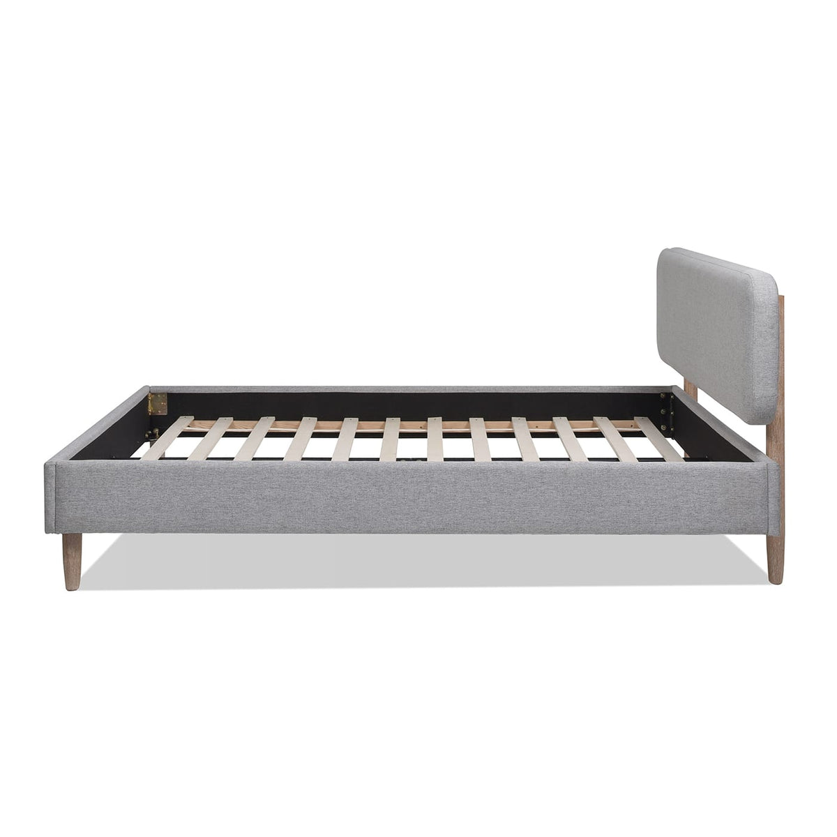 Queen Gray Upholstered Platform Bed - Wood Frame