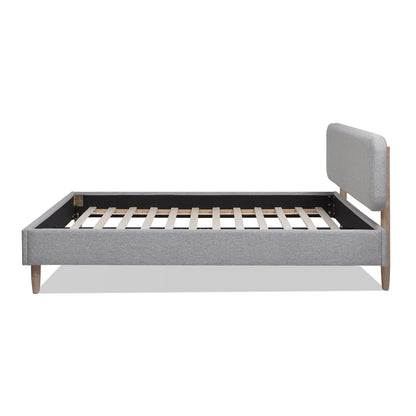 Queen Gray Upholstered Platform Bed - Wood Frame