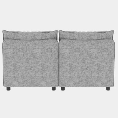 2 Seat Grey Chenille Sectional Sofa with Storage for Living Room
