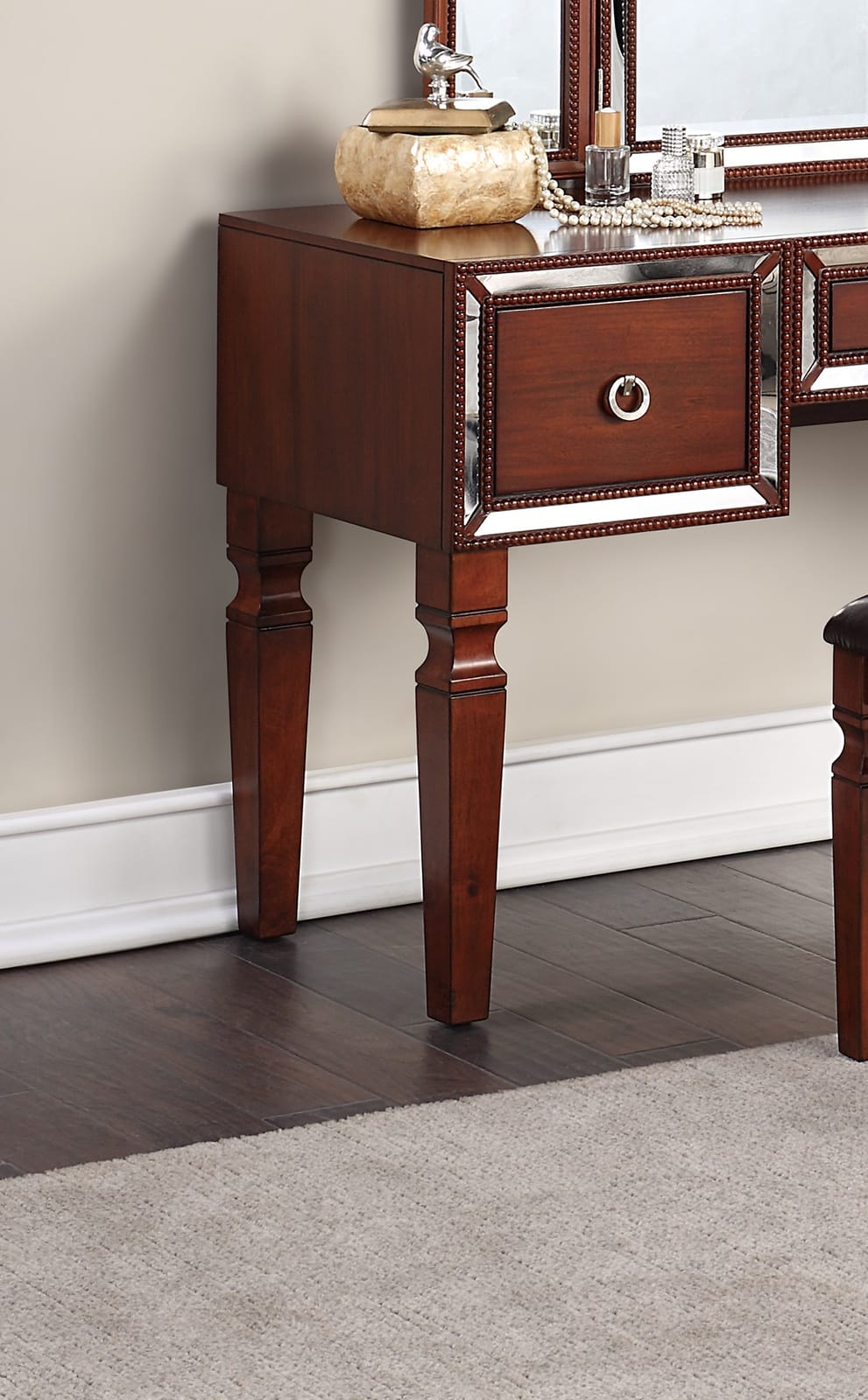 Cherry Poplar Makeup Vanity Set Bedroom Furniture