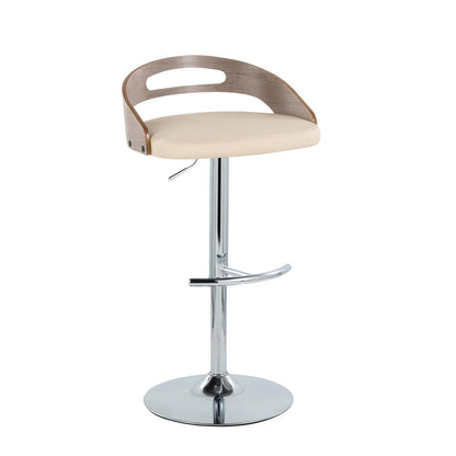 Light Grey PU Leather Bar Stools with Swivel for Dining Room Seating