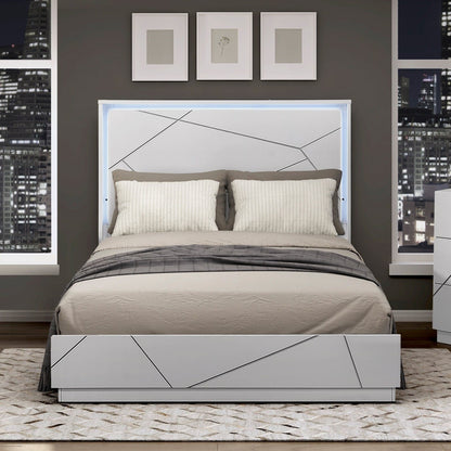 Glamorous White Queen Size Bed Frame - LED Lighting
