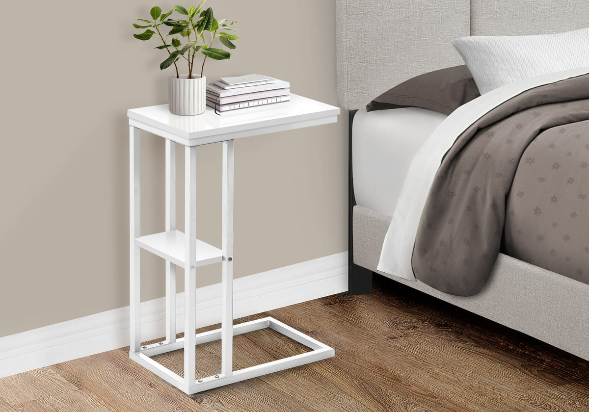 White C-Shaped Accent Table - Bedroom or Living Room
