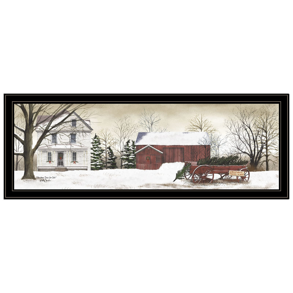 Trendy Framed Wall Art - Christmas Trees Multicolor Paper