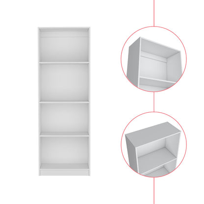 White Bookcase Benzoni - 4 Tier Storage Shelves