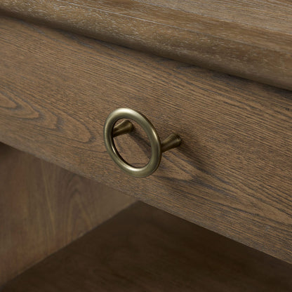 Light Brown Waterfall End Table with Storage Drawer for Modern Style for Living Room