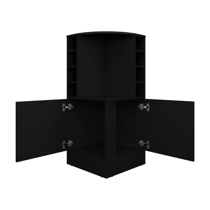 Black Bar Cabinet - 2 Doors, 8 Wine Bottle Storage