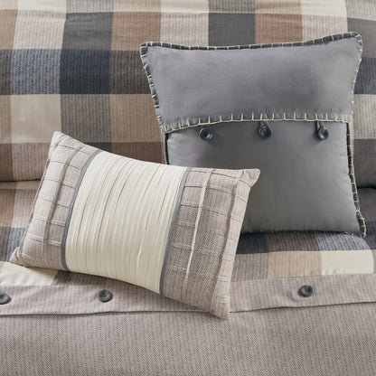 Queen Size Multicolor Herringbone Duvet Cover Set