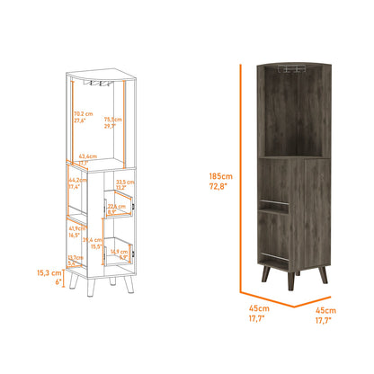 Dark Brown 1-Drawer 2-Shelf Corner Bar Cabinet - Storage & Display