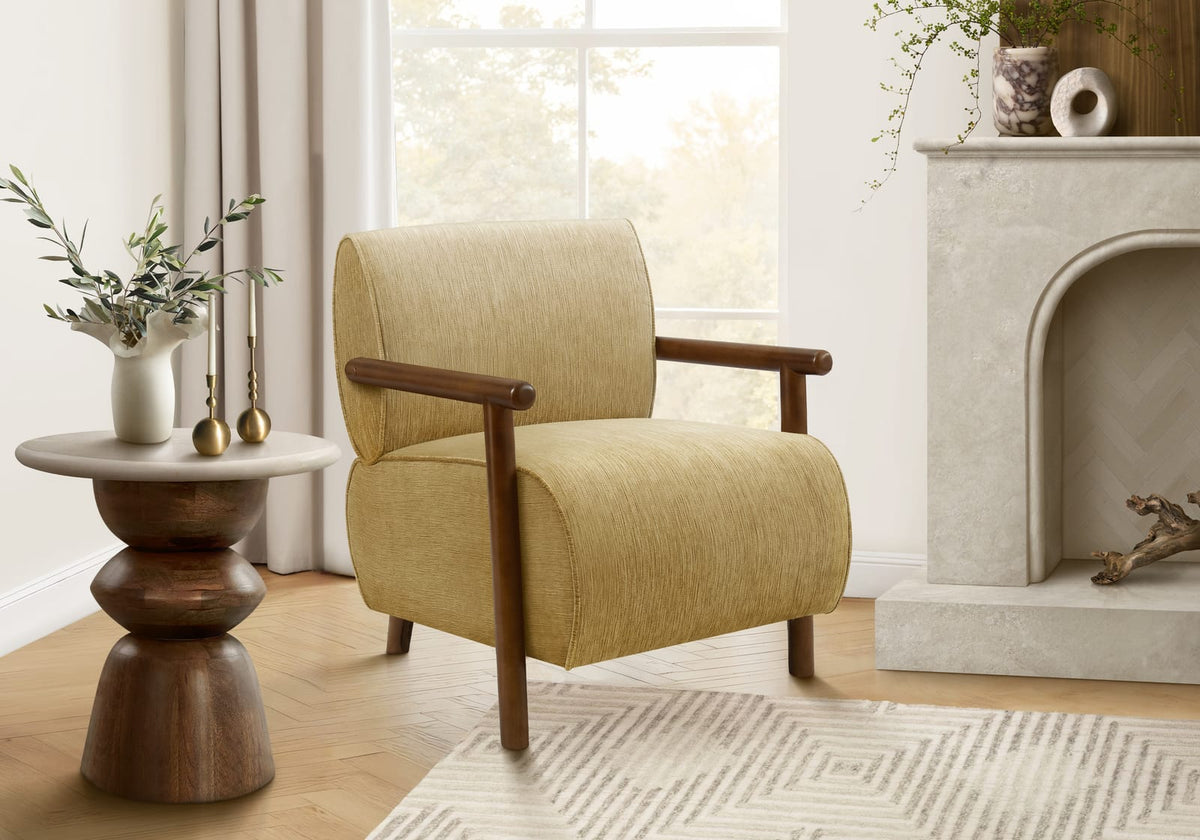 Accent Chair, Gold Fabric - 26.5"W x 30.5"D x 30.5"H