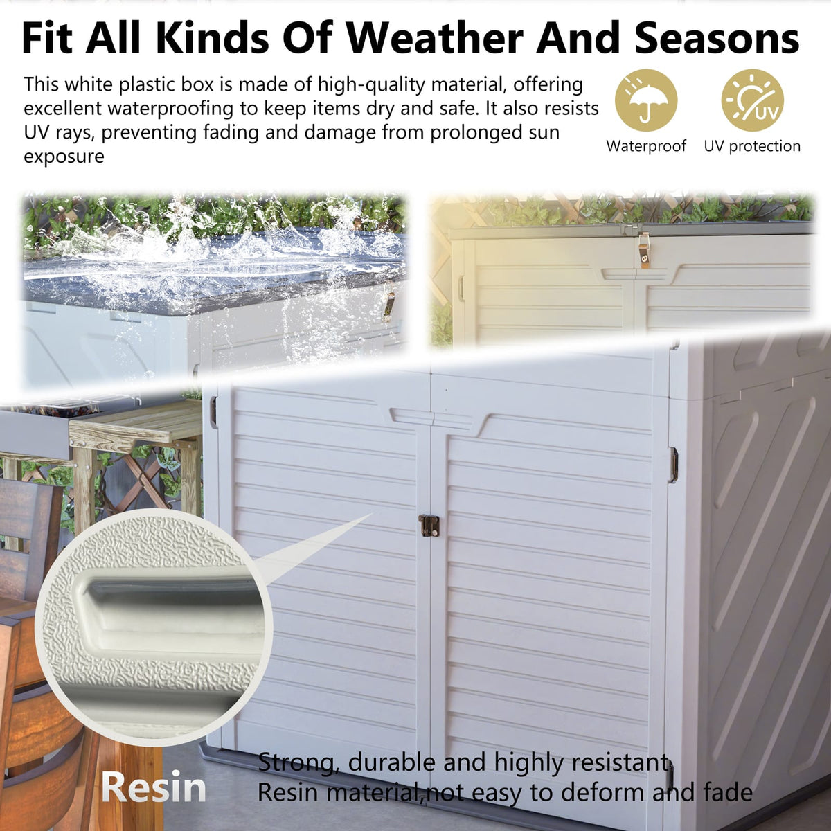 White Plastic Deck Box - Weatherproof Storage for Outdoor Equipment