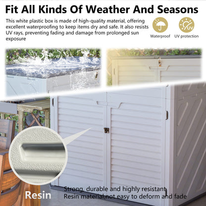 White Plastic Deck Box - Weatherproof Storage for Outdoor Equipment