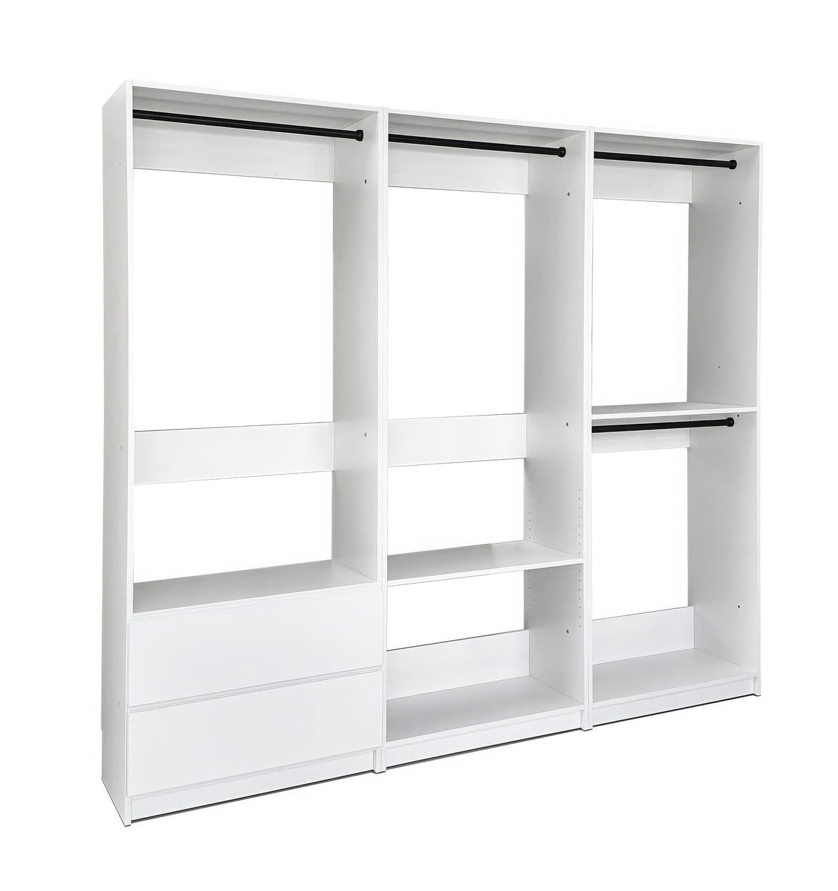 White Wood Walk-In Closet System - 5 Modules