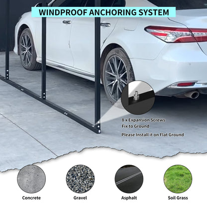 10x15 FT Metal Carport - Heavy Duty Outdoor Garage Shelter