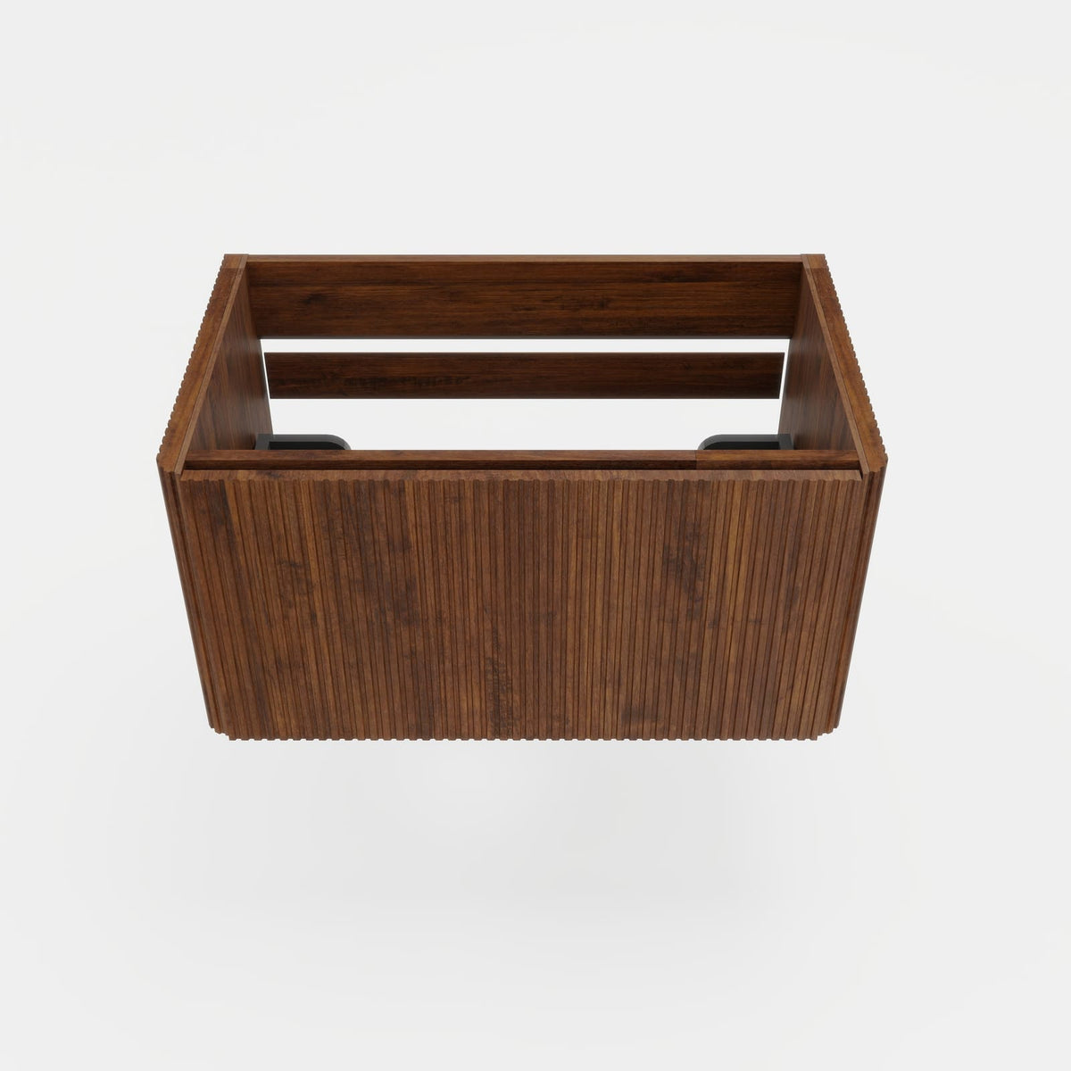 30" Walnut Striped Bathroom Vanity - Wall Mounted Storage
