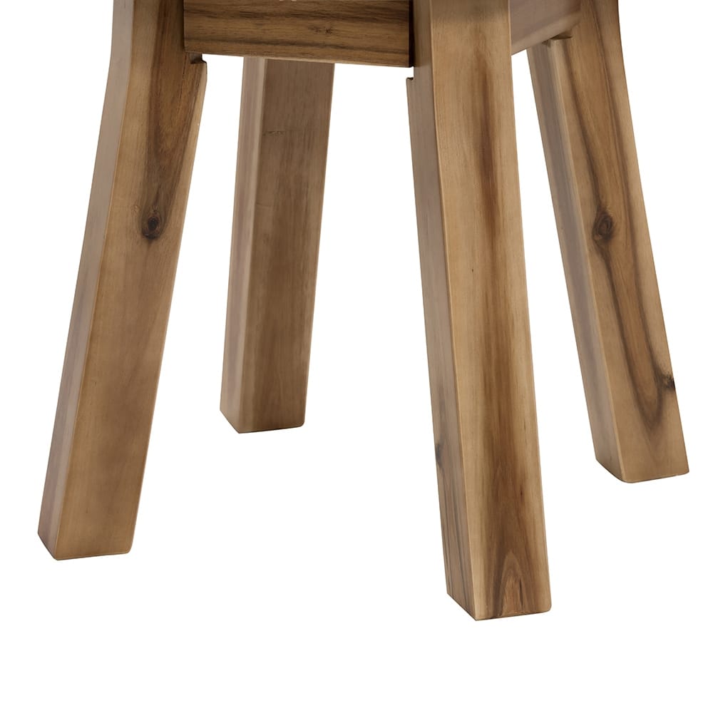 16 Inch Round Acacia Wood Side Table